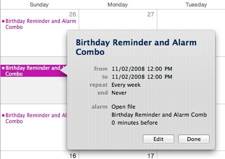 Alarmes de aniversários, notificações automatizadas por email e iCal [Mac Only] ical1