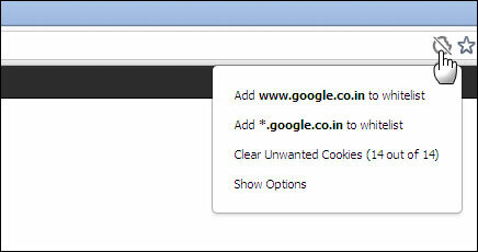 Selecione cookies específicos e mantenha-os em uma lista de permissões enquanto exclui outros no Chrome whitelist01