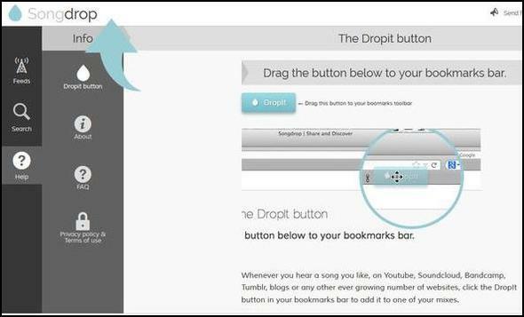 Songdrop: seu serviço de salvamento de músicas gratuito e favorito que você nem conhecia até agora Songdrop dropit bookmarklet with border