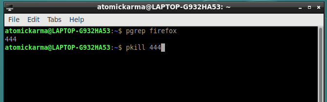 Mate um aplicativo Linux com o comando pkill