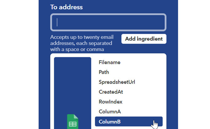 ifttt para o campo de endereço