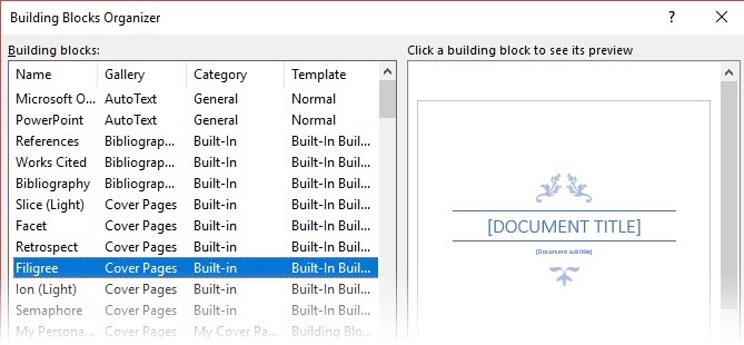 Como criar relatórios e documentos profissionais no Microsoft Word Building Blocks Organizer