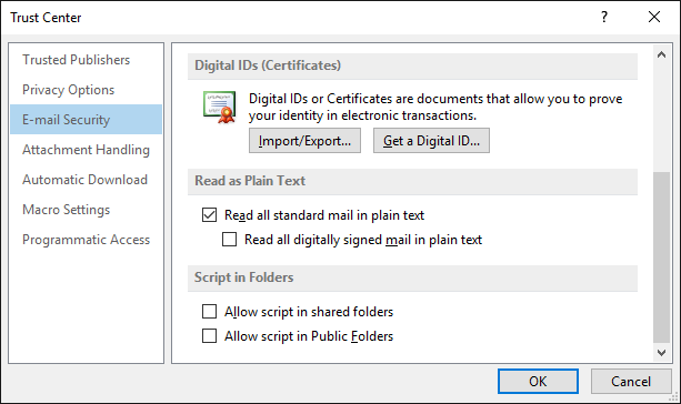 Outlook ler e-mail texto sem formatação