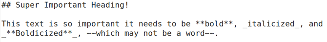 Markdown não formatado em um editor de texto