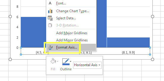 eixo de formato de histograma excel