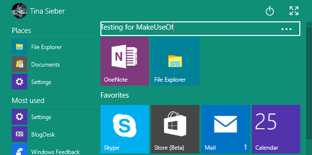 Menu Iniciar do Windows 10