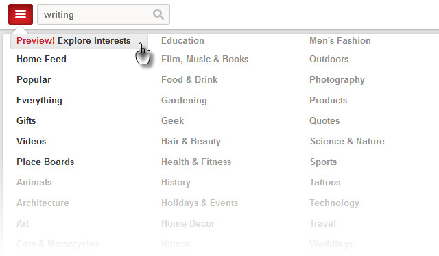 Pinterest - Explorar interesses