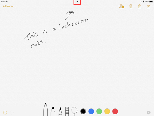 notas criadas a partir da tela de bloqueio ios 11