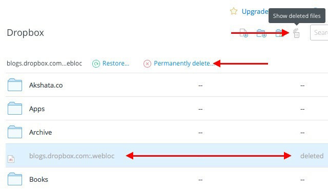 dropbox-excluir permanentemente-arquivos