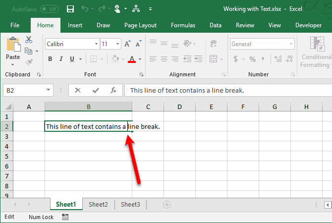 funções de texto do excel - Digite uma quebra de linha em uma célula