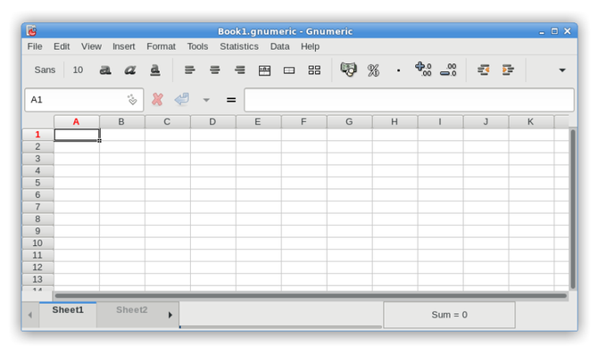 Software Linux leve - Gnumeric