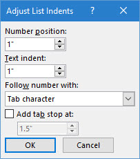 Ajustar o recuo automático da lista do Microsoft Word