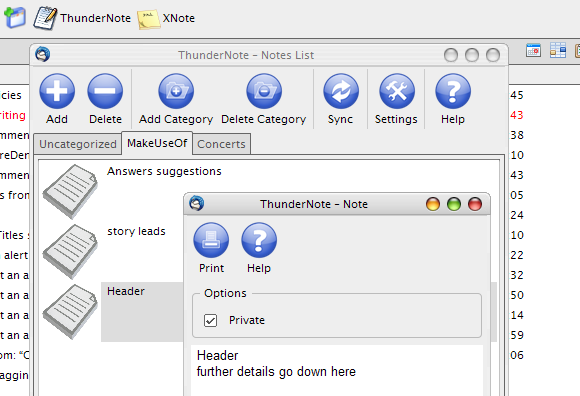 Notas de Thunderbird addon