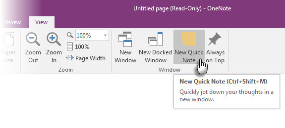 Microsoft OneNote - Nova Nota Rápida