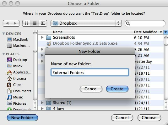 janelas de dropbox de links simbólicos