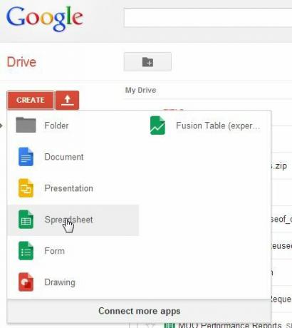 importar dados para o Google Docs