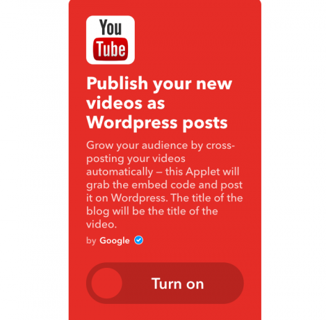 youtube ifttt novos vídeos como posts do wordpress