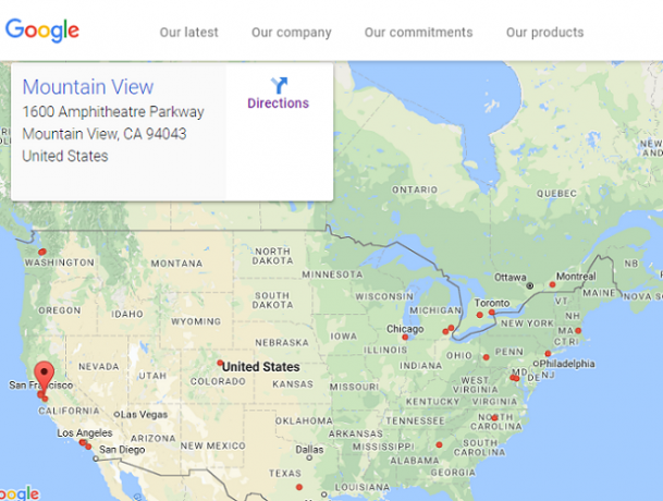 Como entrar em contato com o Google Mountain View Map