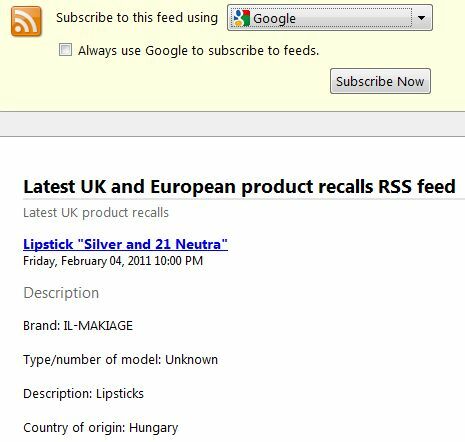 alertas de recall de produtos