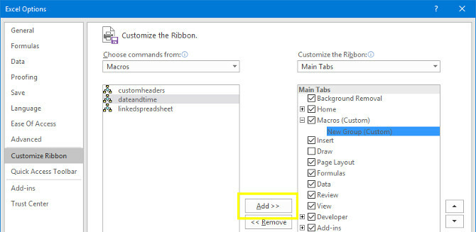 excel adicionar macro