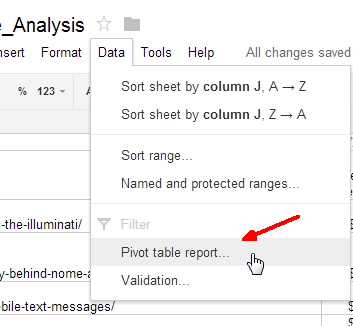 editor de relatório de planilha do google