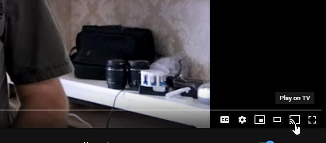O botão Chromecast no player da web do YouTube