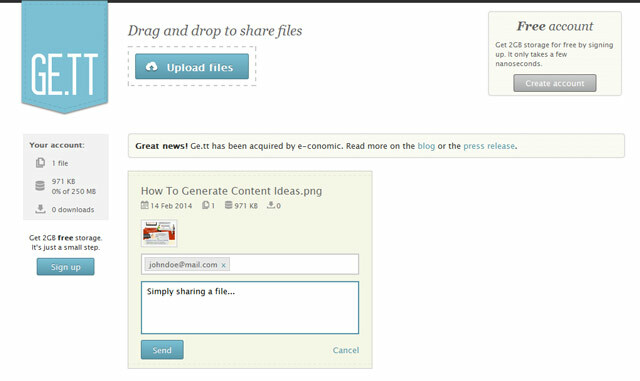 Compartilhe arquivos com Ge.tt