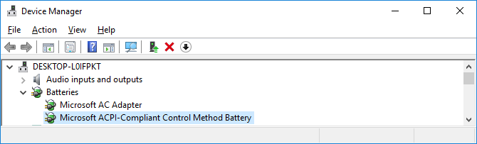 Drivers da bateria do Windows 10 Device Manager
