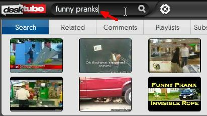 Pesquise vídeos do YouTube em um desktop com o Desktube TV desk4