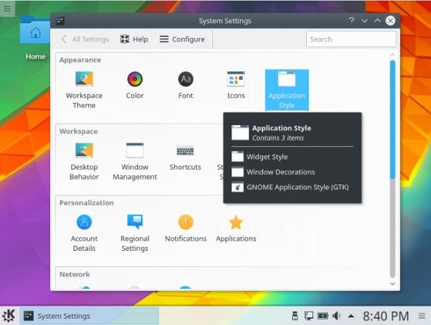 kde explicou as configurações do sistema