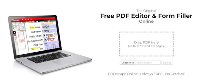 Este site útil é conhecido como PDF Escape