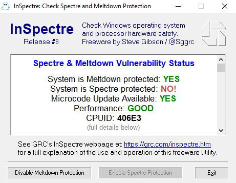 Ferramentas de segurança gratuitas - InSpectre detecta vulnerabilidades Spectre e Meltdown em sua CPU