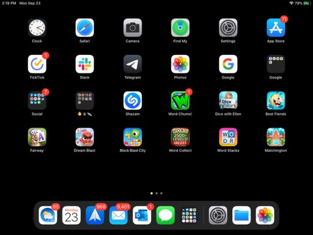 Novo layout da tela inicial do iPadOS