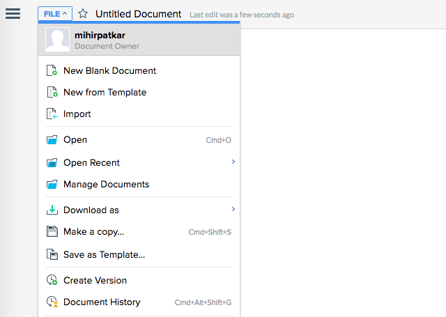 Zoho-writer-file-menu