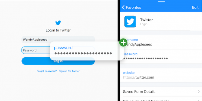 1Password iOS 11 arrastar e soltar