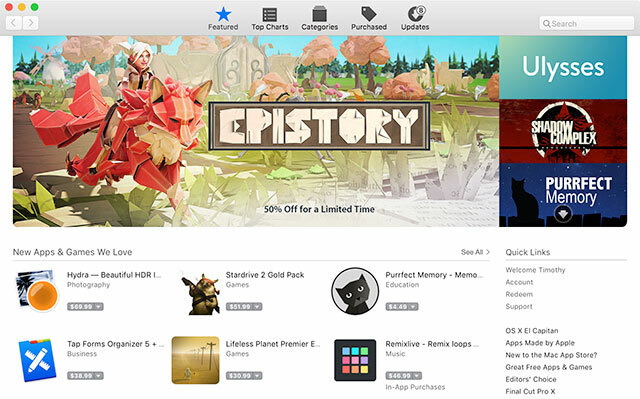 Captura de tela da Mac App Store