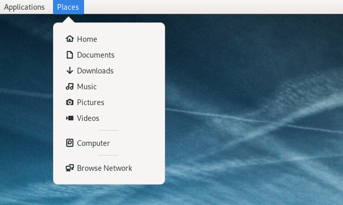 GNOME Classic coloca o menu exibindo opções de armazenamento