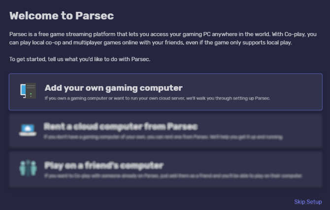 Adicione seu PC ao Parsec