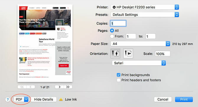 Como criar, mesclar, dividir e marcar documentos PDF em um Mac imprimir PDF