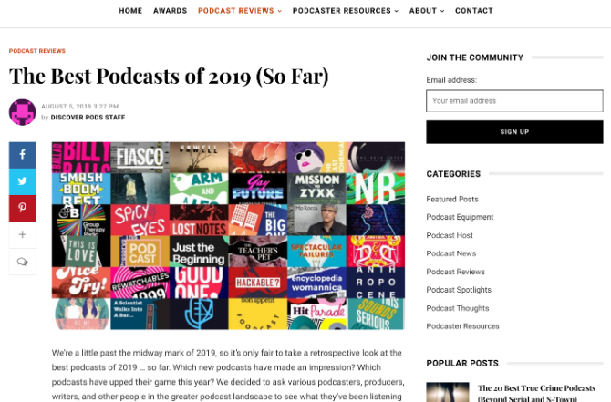 O Discover Pods está repleto de listas dos melhores podcasts e episódios para todos os gêneros