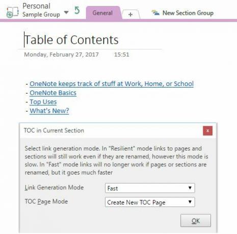 Índice do OneNote Macro