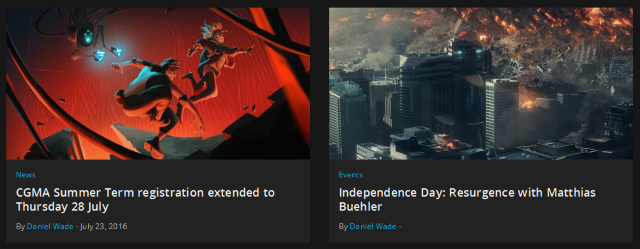 Captura de tela dos artigos do site da ArtStation