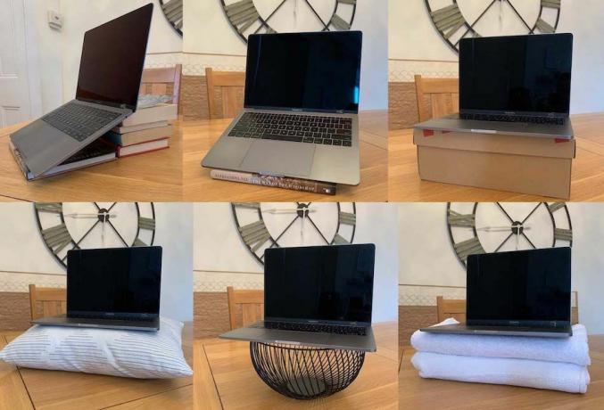 Laptop em vários suportes de laptop diferentes