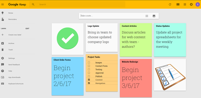 Como usar o Google Keep para gerenciamento simples de projetos GoogleKeepMainPage