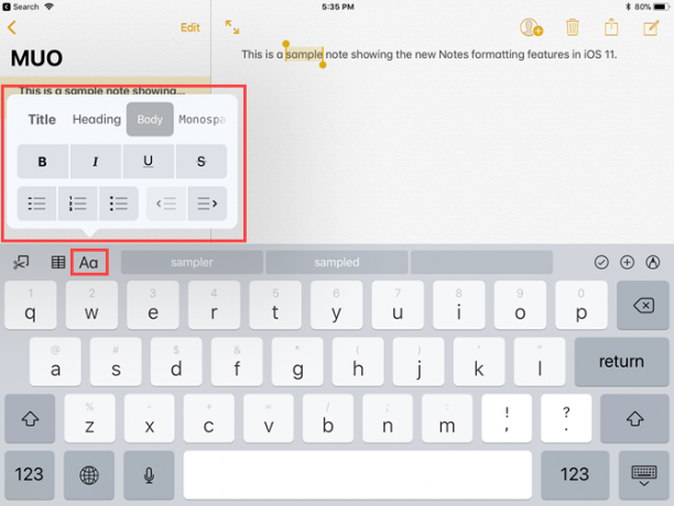 formatação melhorada ios 11 notas