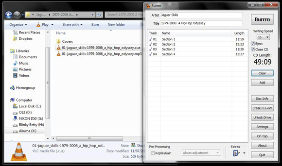 Burrrn - um utilitário gratuito para gravar CDs de áudio de FLAC, OGG, MP3 e mais