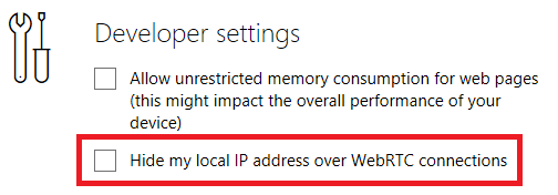 configurações de borda da microsoft - WebRTC