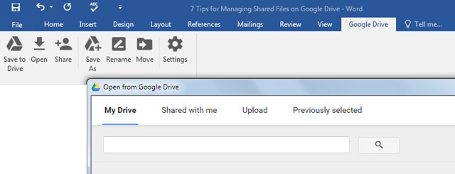 Plug-in do Google Drive para MS Office