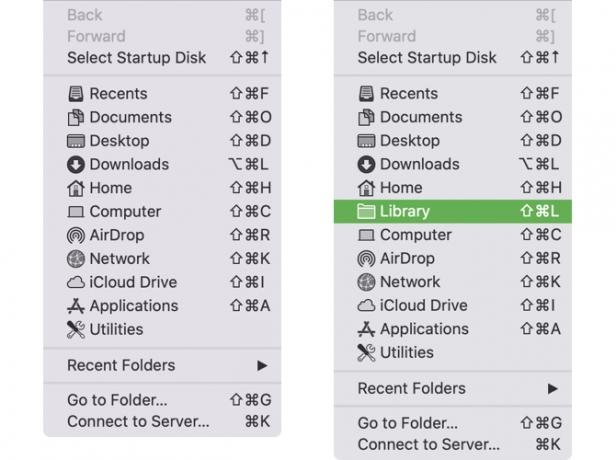 Mostrar menu de pastas da biblioteca no Mac