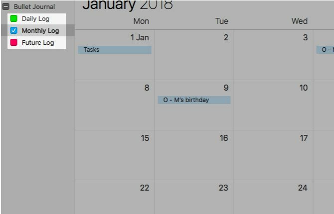 Usando o Calendário para um diário com marcadores no Mac